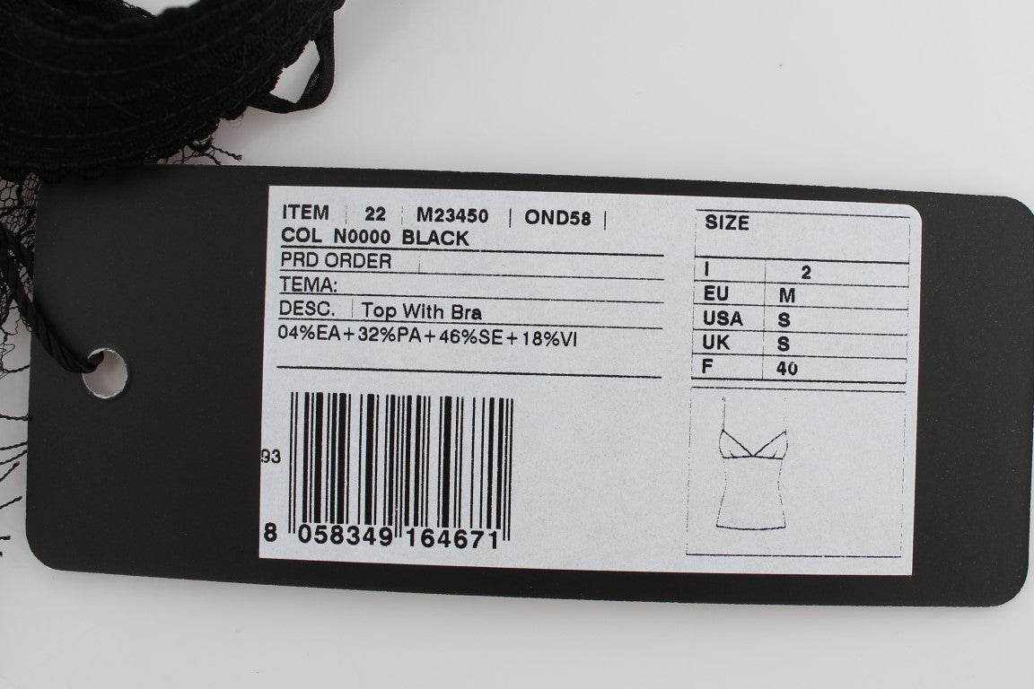 Dolce & Gabbana Black Silk Floral Lace Lingerie Top Dolce & Gabbana