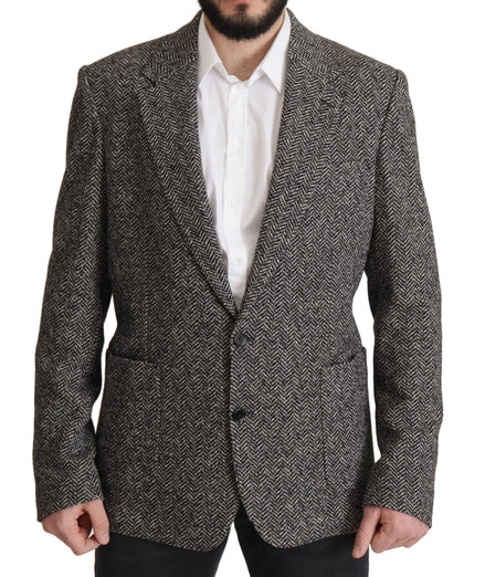 Dolce & Gabbana Gray Cotton Single Breasted Fantasy Blazer Dolce & Gabbana