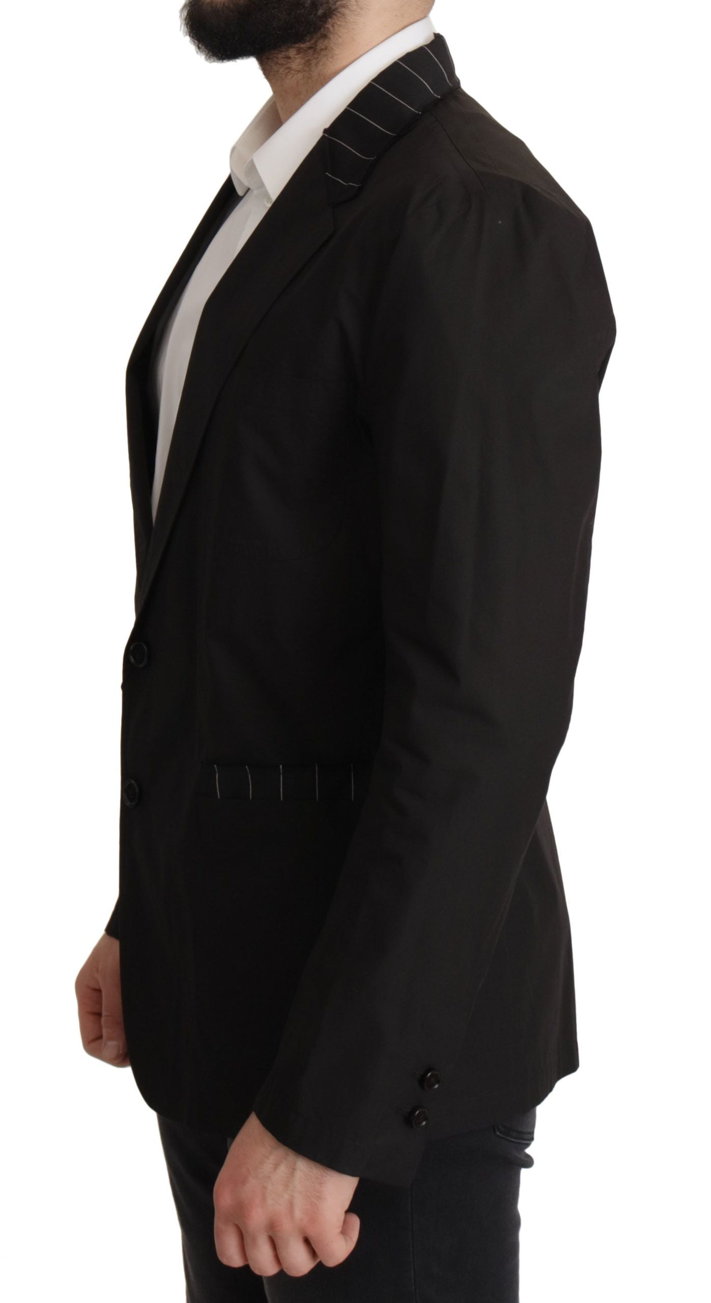 Dolce & Gabbana Black Cotton Single Breasted Blazer Jacket Dolce & Gabbana