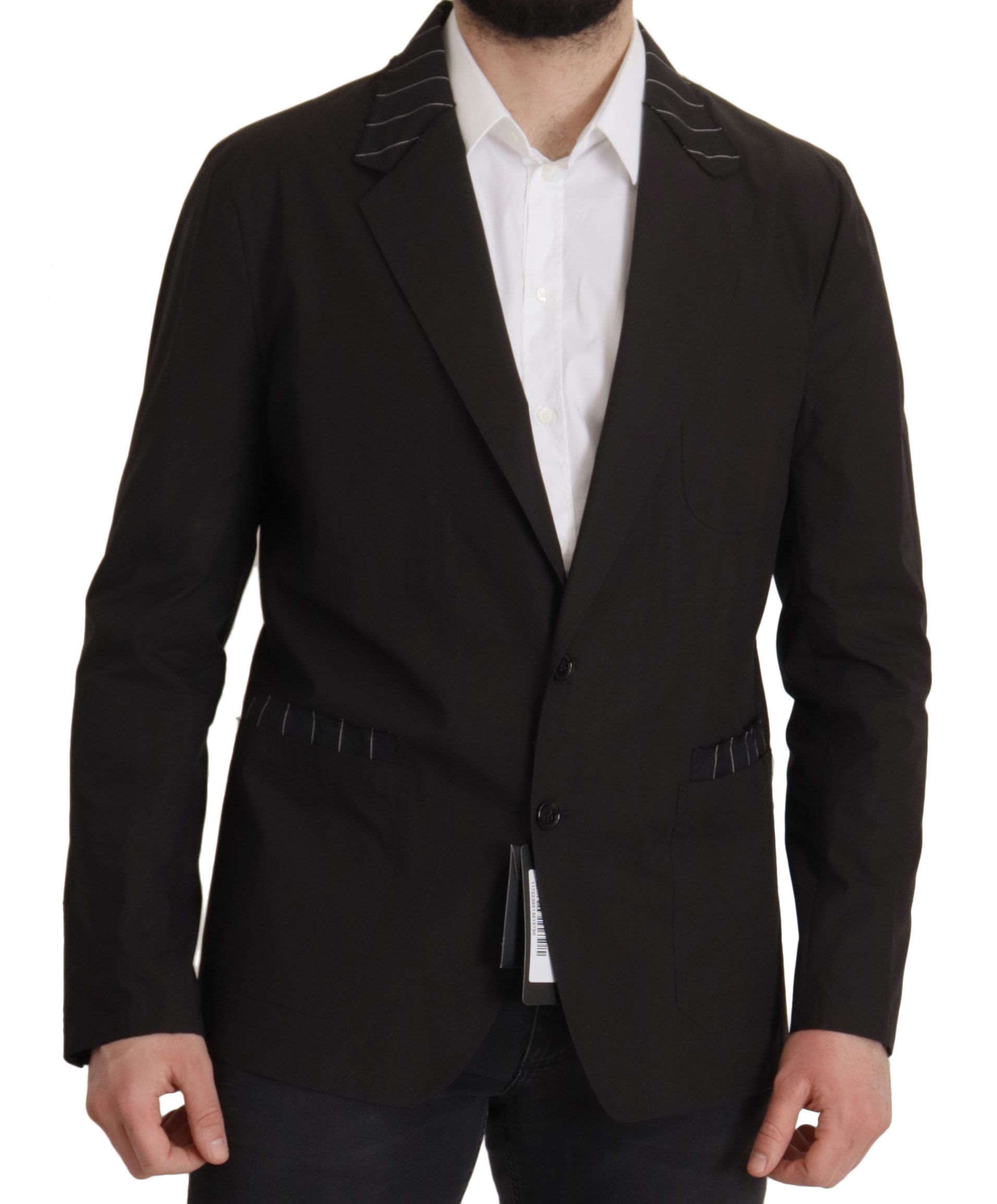 Dolce & Gabbana Black Cotton Single Breasted Blazer Jacket Dolce & Gabbana