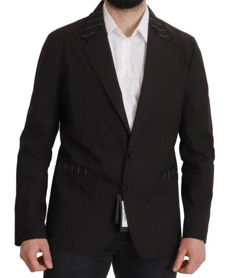 Dolce & Gabbana Black Cotton Single Breasted Blazer Jacket Dolce & Gabbana