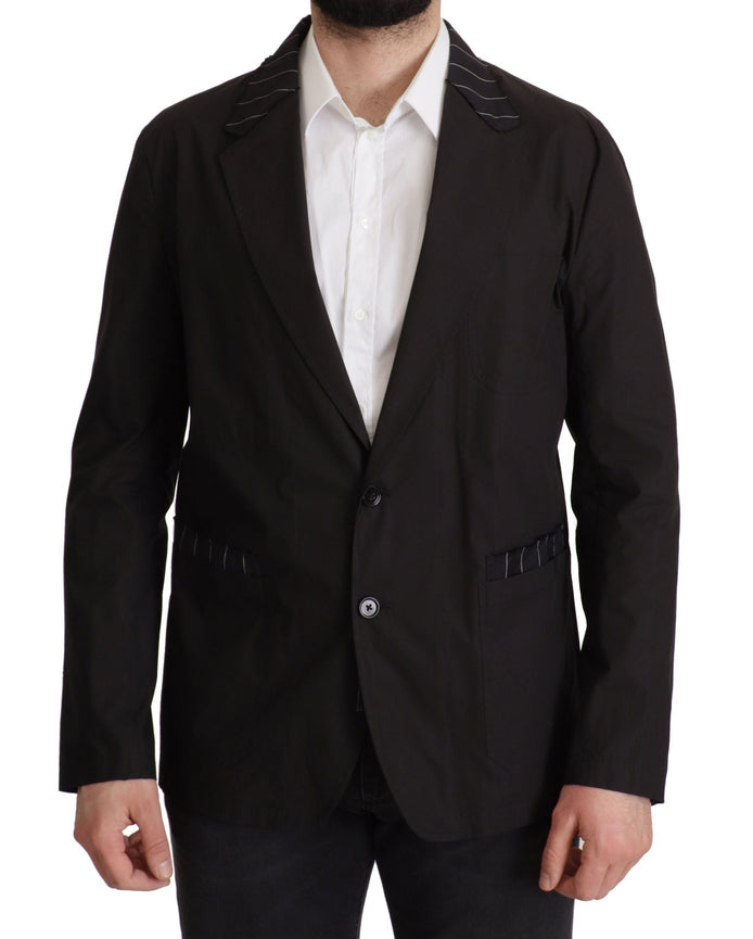 Dolce & Gabbana Black Cotton Single Breasted Blazer Jacket Dolce & Gabbana