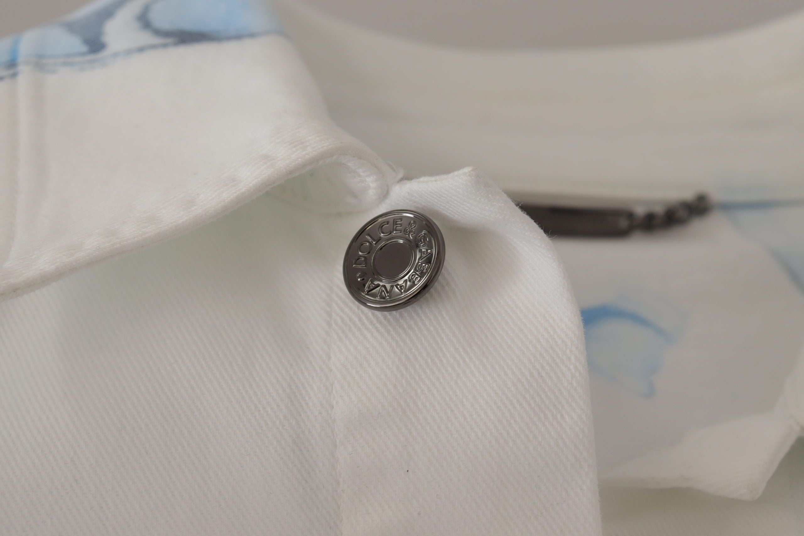 Dolce & Gabbana White Cotton Logo Embroidery Denim Jacket Dolce & Gabbana