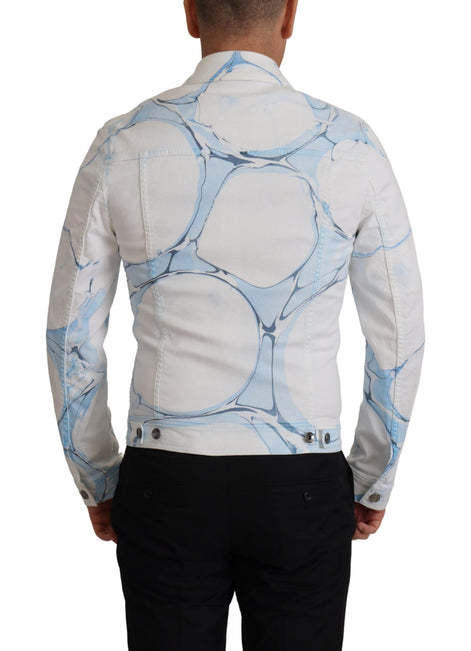 Dolce & Gabbana White Cotton Logo Embroidery Denim Jacket Dolce & Gabbana