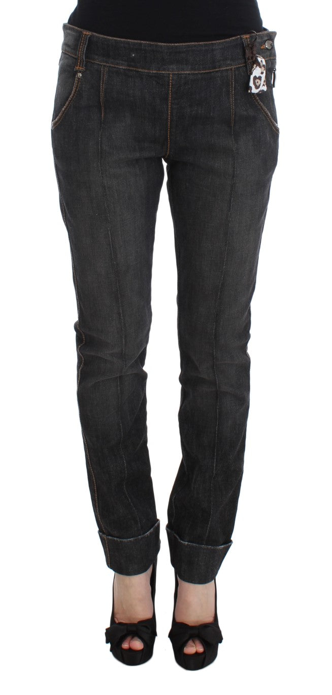 Ermanno Scervino Gray Cotton Slim Fit Denim Jeans Ermanno Scervino