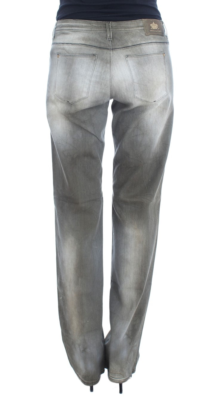 Ermanno Scervino Gray Cotton Blend Loose Fit Boyfriend Jeans Ermanno Scervino