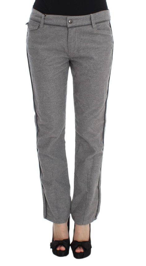 Ermanno Scervino Gray Cotton Straight Fit Casual Pants Ermanno Scervino