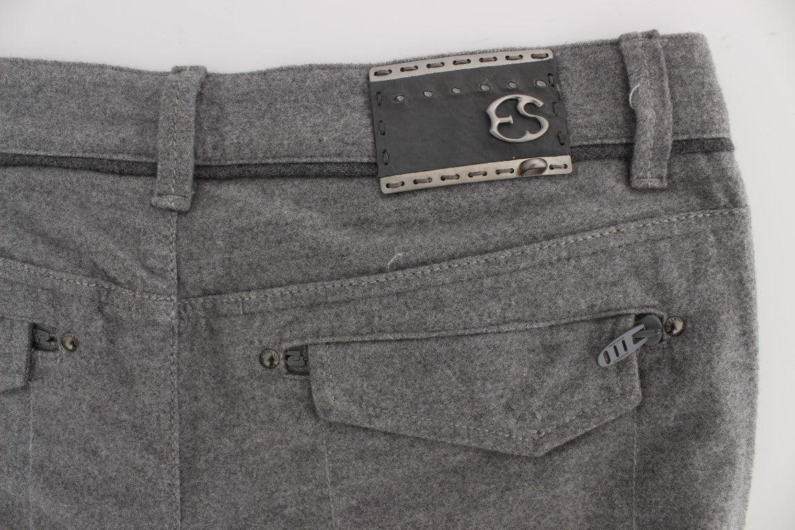 Ermanno Scervino Gray Cotton Straight Fit Casual Pants Ermanno Scervino