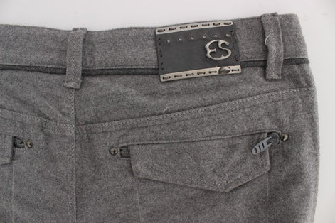 Ermanno Scervino Gray Cotton Straight Fit Casual Pants Ermanno Scervino