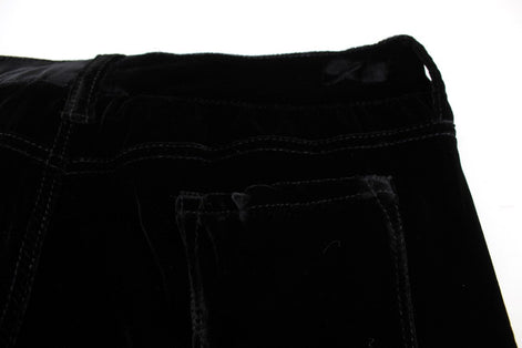 Ermanno Scervino Black Viscose Blend Velvet Slim Fit Pants Ermanno Scervino