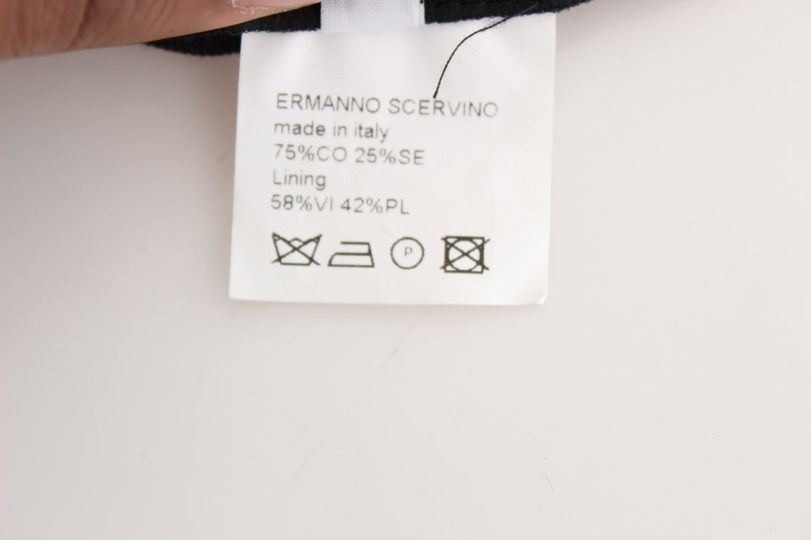 Ermanno Scervino Black Striped Cotton Blend Wide Legs Pants Ermanno Scervino