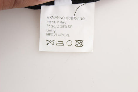 Ermanno Scervino Black Striped Cotton Blend Wide Legs Pants Ermanno Scervino