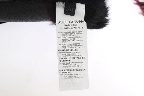 Dolce & Gabbana Black Leather Bordeaux Shearling Gloves Dolce & Gabbana