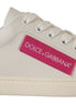 Dolce & Gabbana White Pink Leather Low Top Sneakers Womens Shoes Dolce & Gabbana