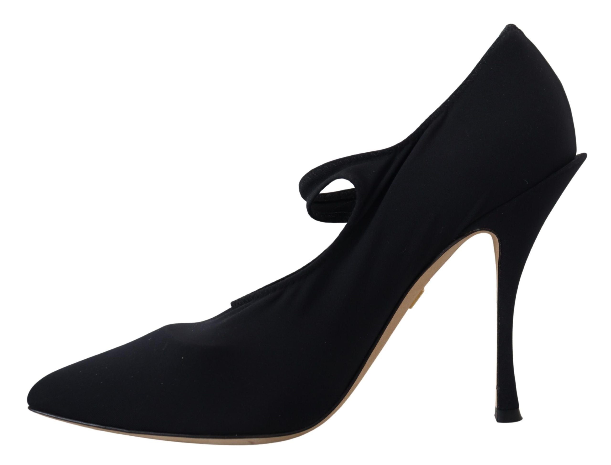 Dolce & Gabbana Black Socks Stretch Crystal Pumps Shoes Dolce & Gabbana