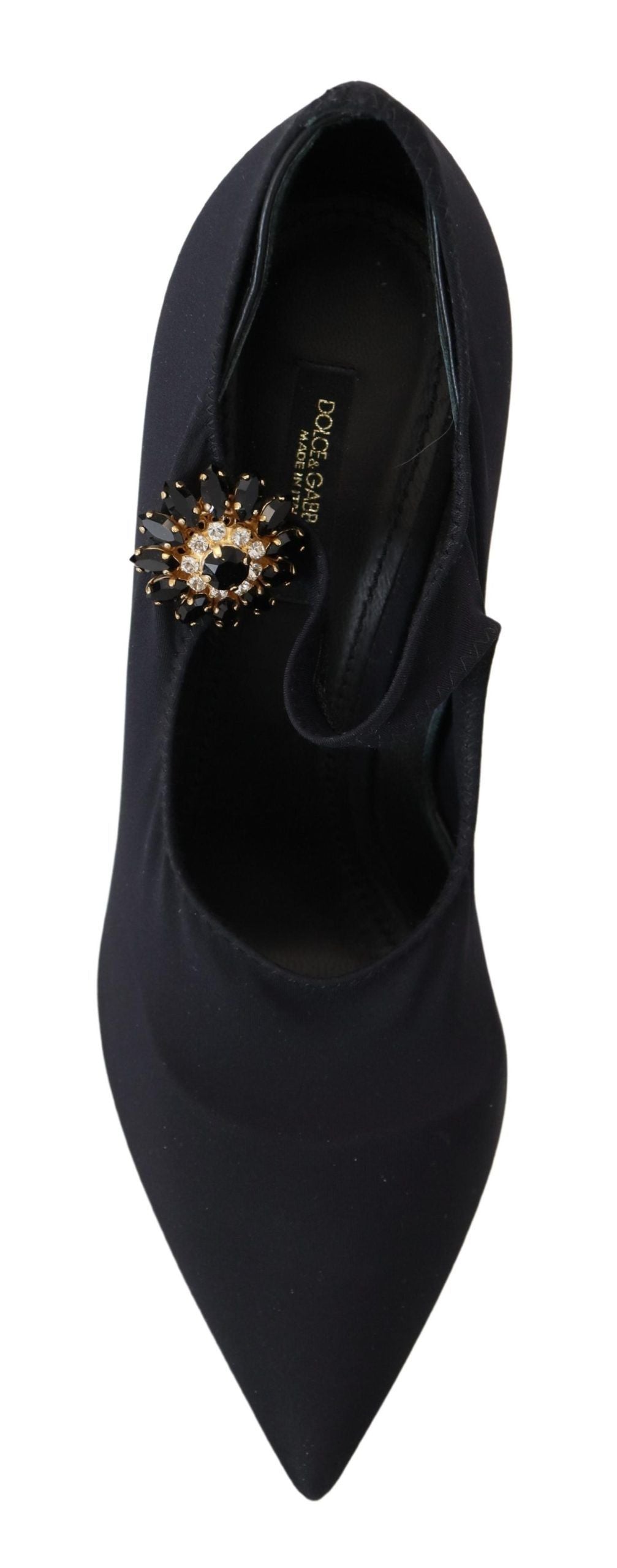 Dolce & Gabbana Black Socks Stretch Crystal Pumps Shoes Dolce & Gabbana