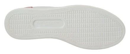 Dolce & Gabbana White Pink Leather Low Top Sneakers Shoes Dolce & Gabbana