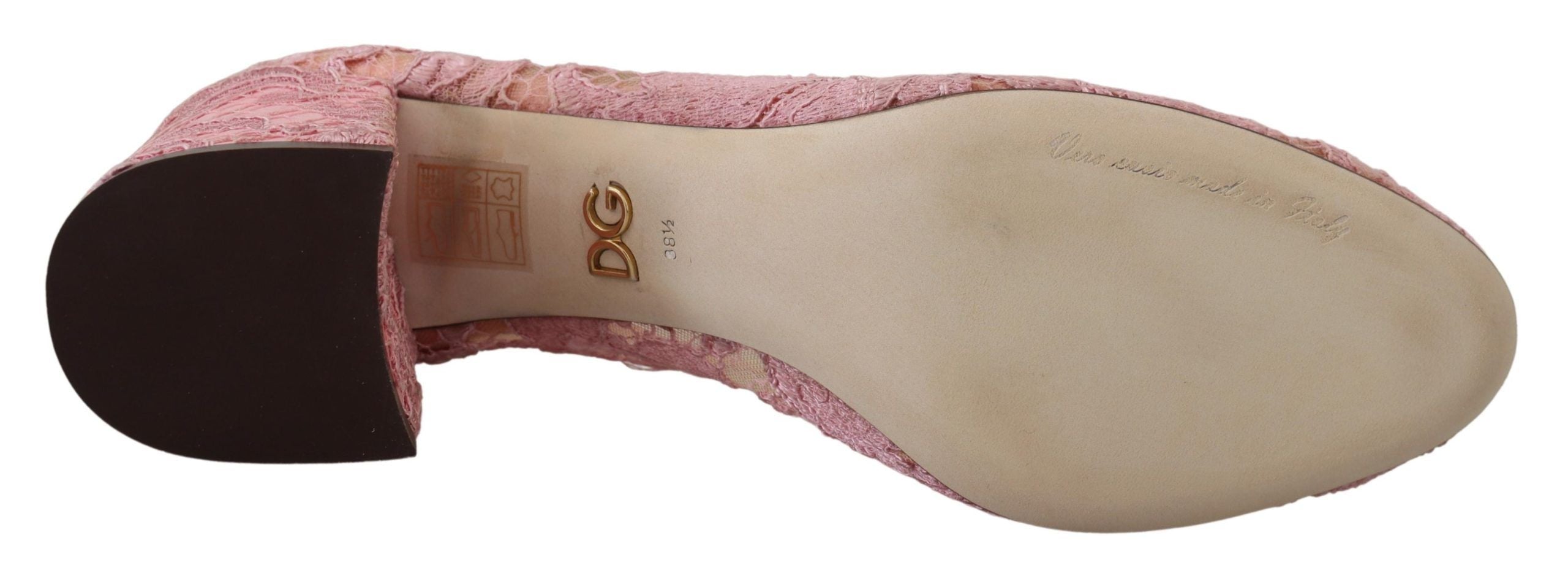 Dolce & Gabbana Pink Taormina Lace Crystal Pumps Pastel Shoes Dolce & Gabbana