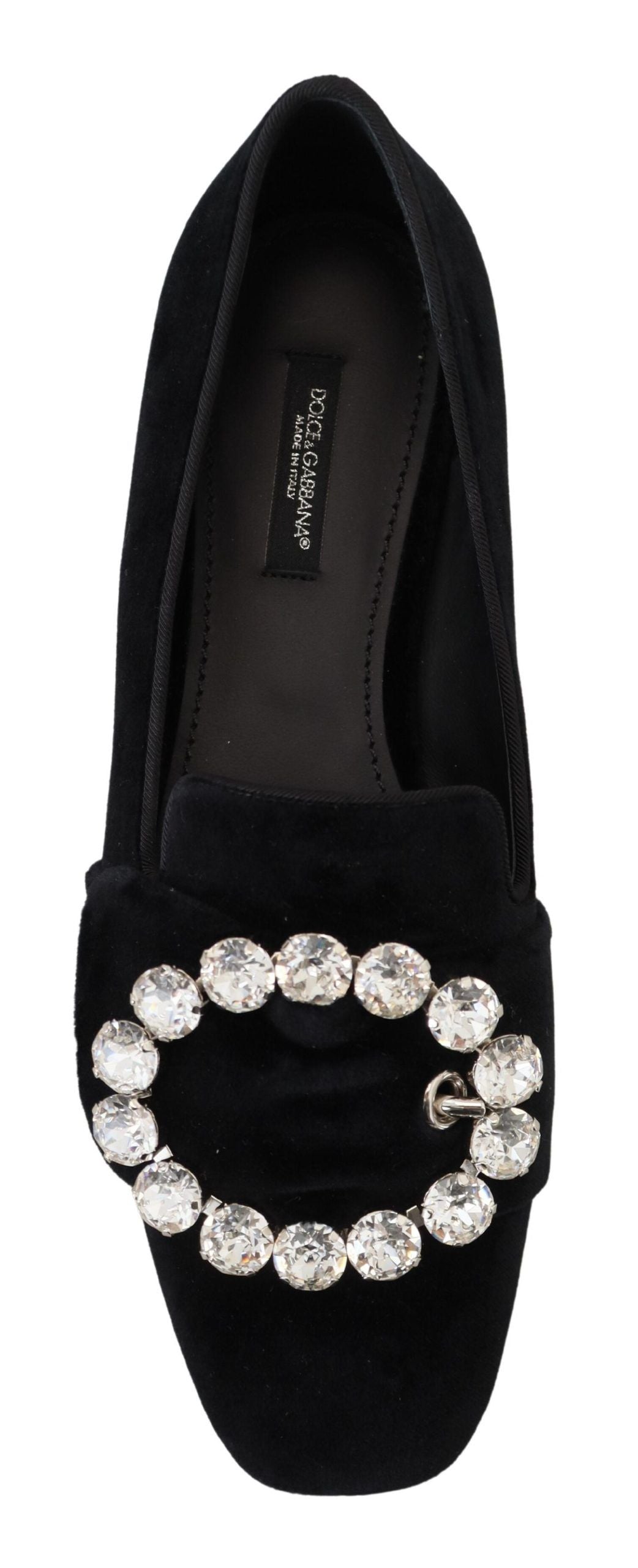 Dolce & Gabbana Black Velvet Crystals Loafers Flats Shoes Dolce & Gabbana