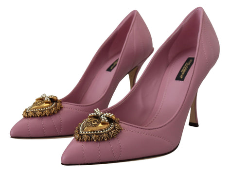 Dolce & Gabbana Pink Leather Heart DEVOTION Heels Pumps Shoes Dolce & Gabbana