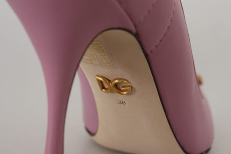 Dolce & Gabbana Pink Leather Heart DEVOTION Heels Pumps Shoes Dolce & Gabbana