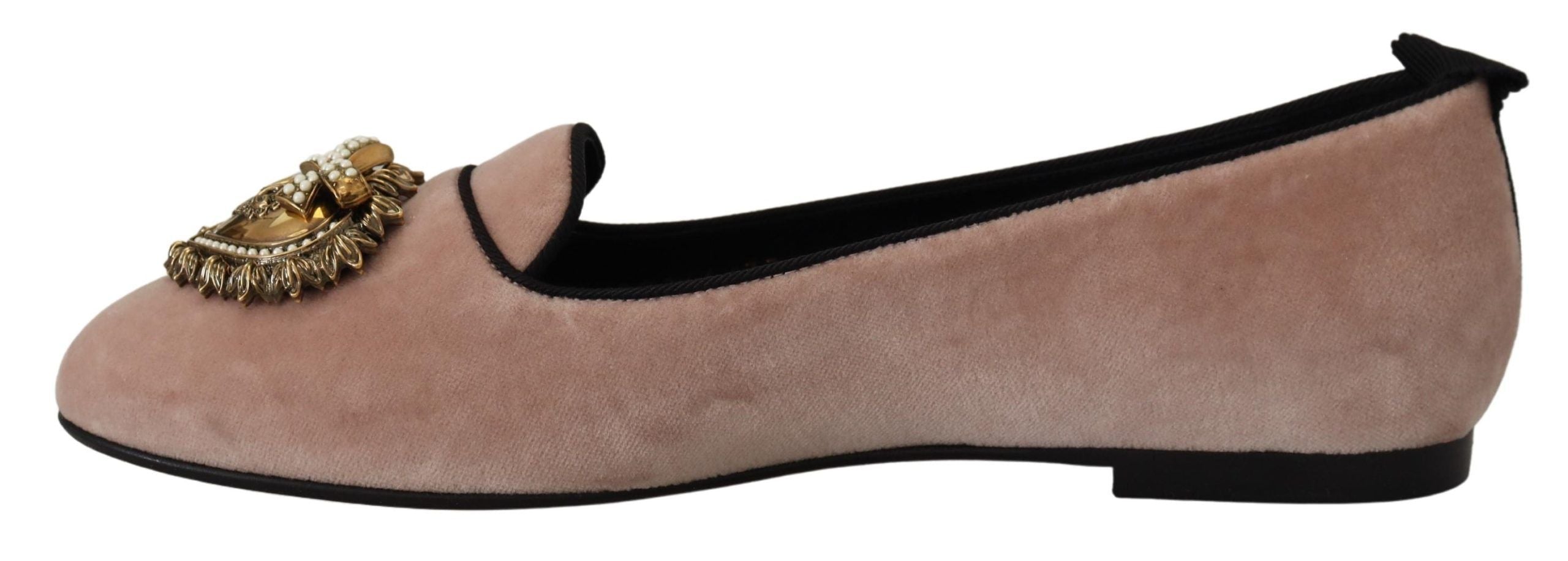 Dolce & Gabbana Pink Velvet Slip Ons Loafers Flats Shoes Dolce & Gabbana