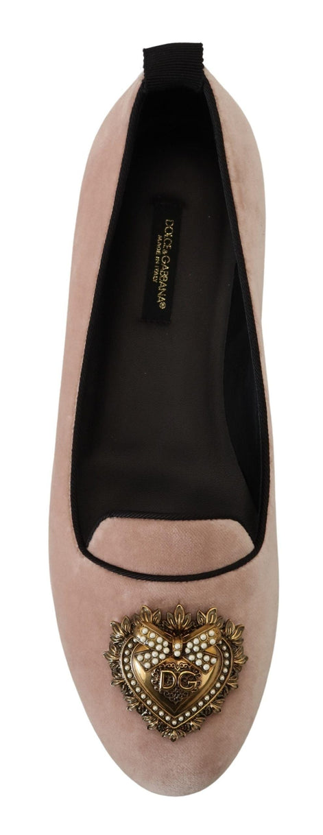 Dolce & Gabbana Pink Velvet Slip Ons Loafers Flats Shoes Dolce & Gabbana
