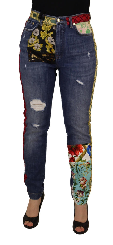 Dolce & Gabbana Blue Patchwork High Waist Denim Jeans Dolce & Gabbana