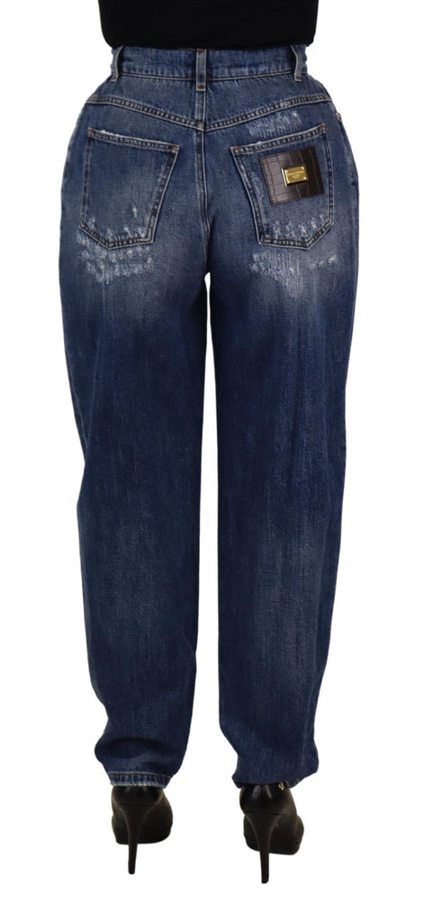 Dolce & Gabbana Blue Washed High Waist Loose Fit Pants Dolce & Gabbana