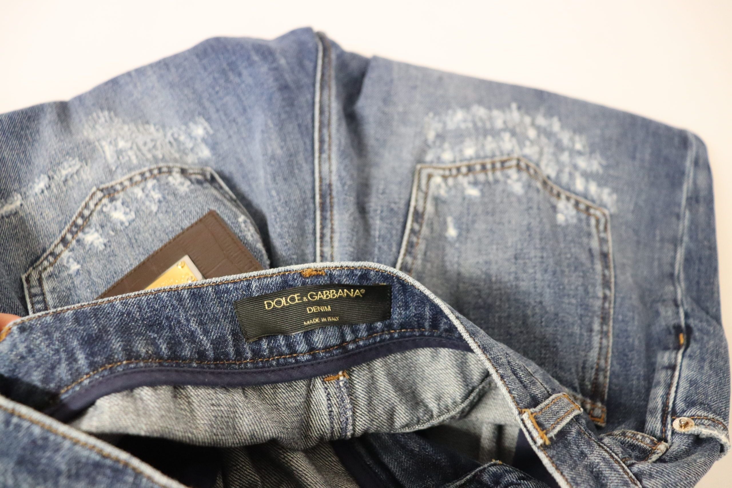 Dolce & Gabbana Blue Washed High Waist Loose Fit Pants Dolce & Gabbana