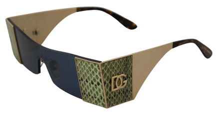 Dolce & Gabbana Gold Metal Rectangle Shades DG2263 Sunglasses Dolce & Gabbana