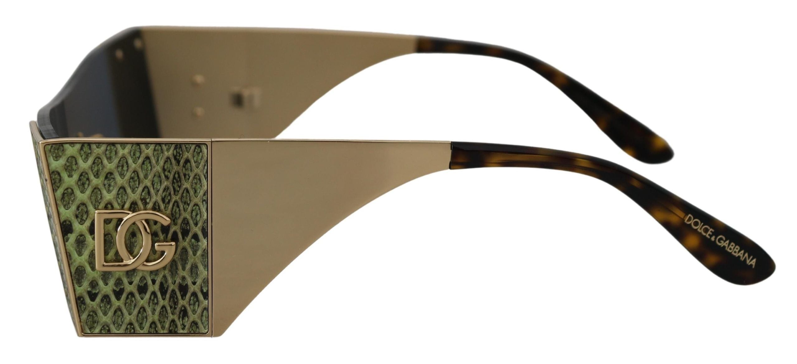 Dolce & Gabbana Gold Metal Rectangle Shades DG2263 Sunglasses Dolce & Gabbana