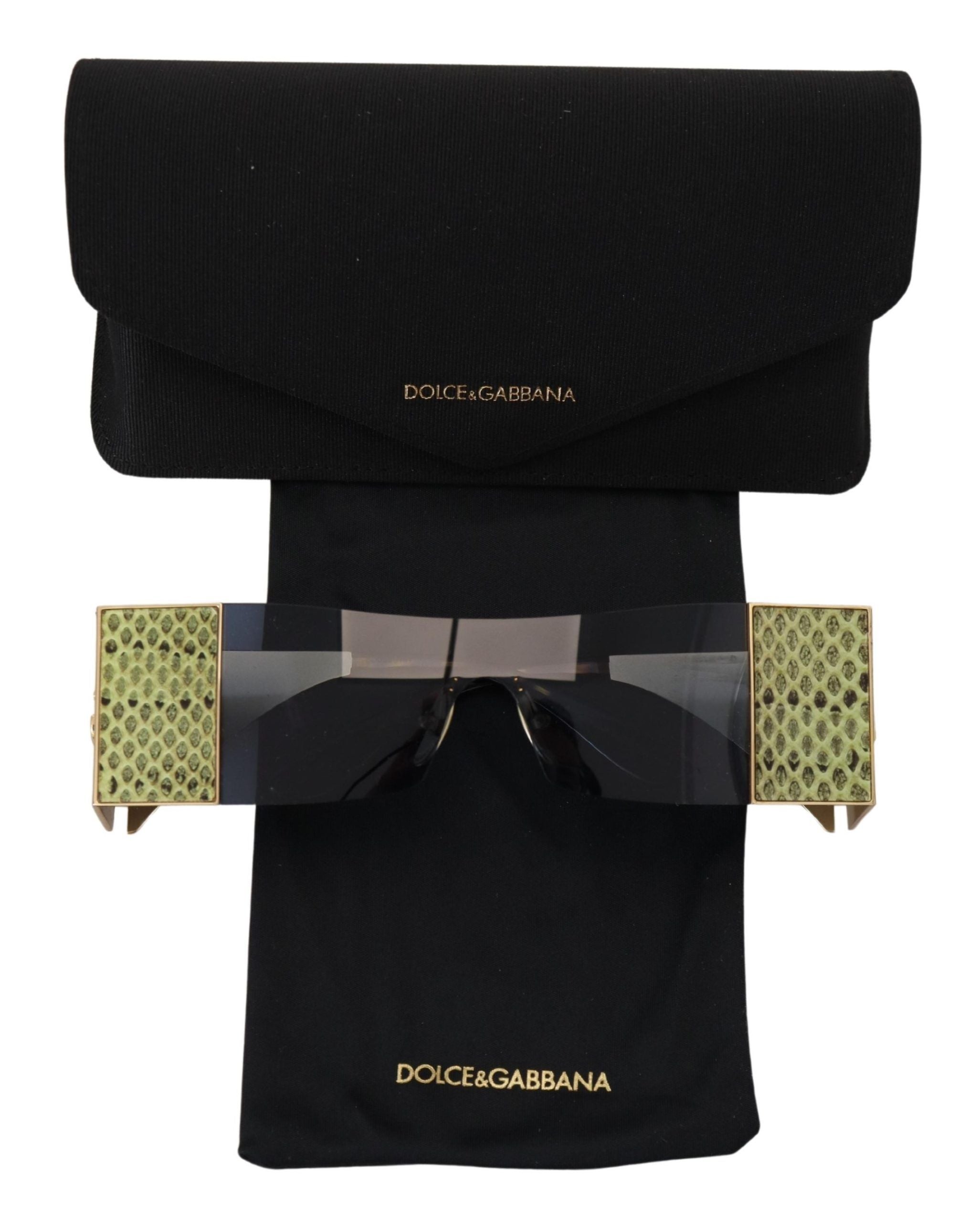 Dolce & Gabbana Gold Metal Rectangle Shades DG2263 Sunglasses Dolce & Gabbana