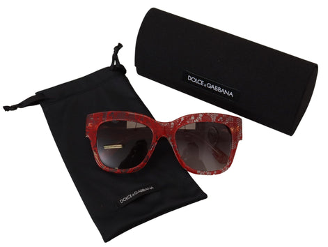 Dolce & Gabbana Red Lace Acetate Rectangle Shades  DG4231F  Sunglasses Dolce & Gabbana