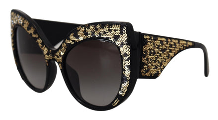 Dolce & Gabbana Black Gold Sequin Butterfly Polarized DG4326 Sunglasses Dolce & Gabbana