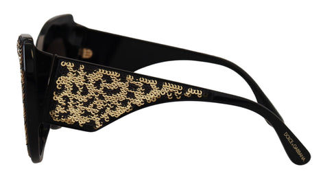 Dolce & Gabbana Black Gold Sequin Butterfly Polarized DG4326 Sunglasses Dolce & Gabbana
