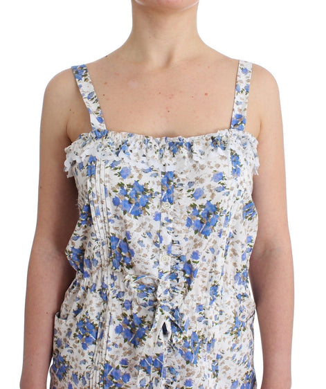 Ermanno Scervino Beachwear Blue Floral Beach Mini Dress Short Ermanno Scervino