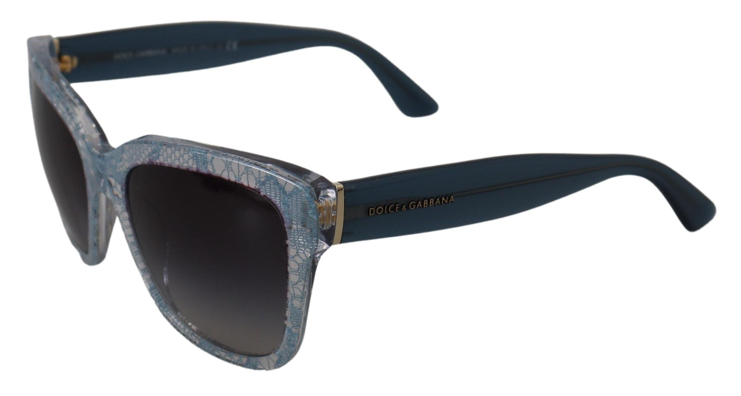 Dolce & Gabbana Blue Lace Acetate Rectangle Shades DG4226 Sunglasses Dolce & Gabbana