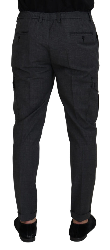 Dolce & Gabbana Gray Checked Cargo Trousers Stretch Pants Dolce & Gabbana