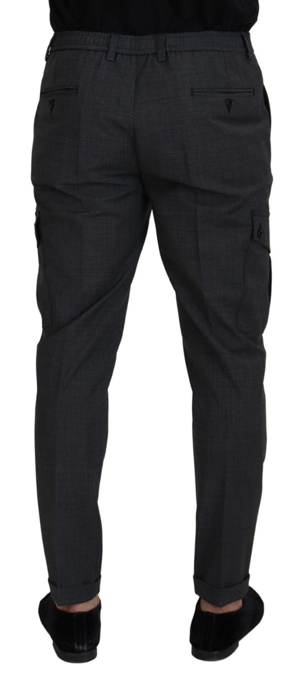 Dolce & Gabbana Gray Checked Cargo Trousers Stretch Pants Dolce & Gabbana