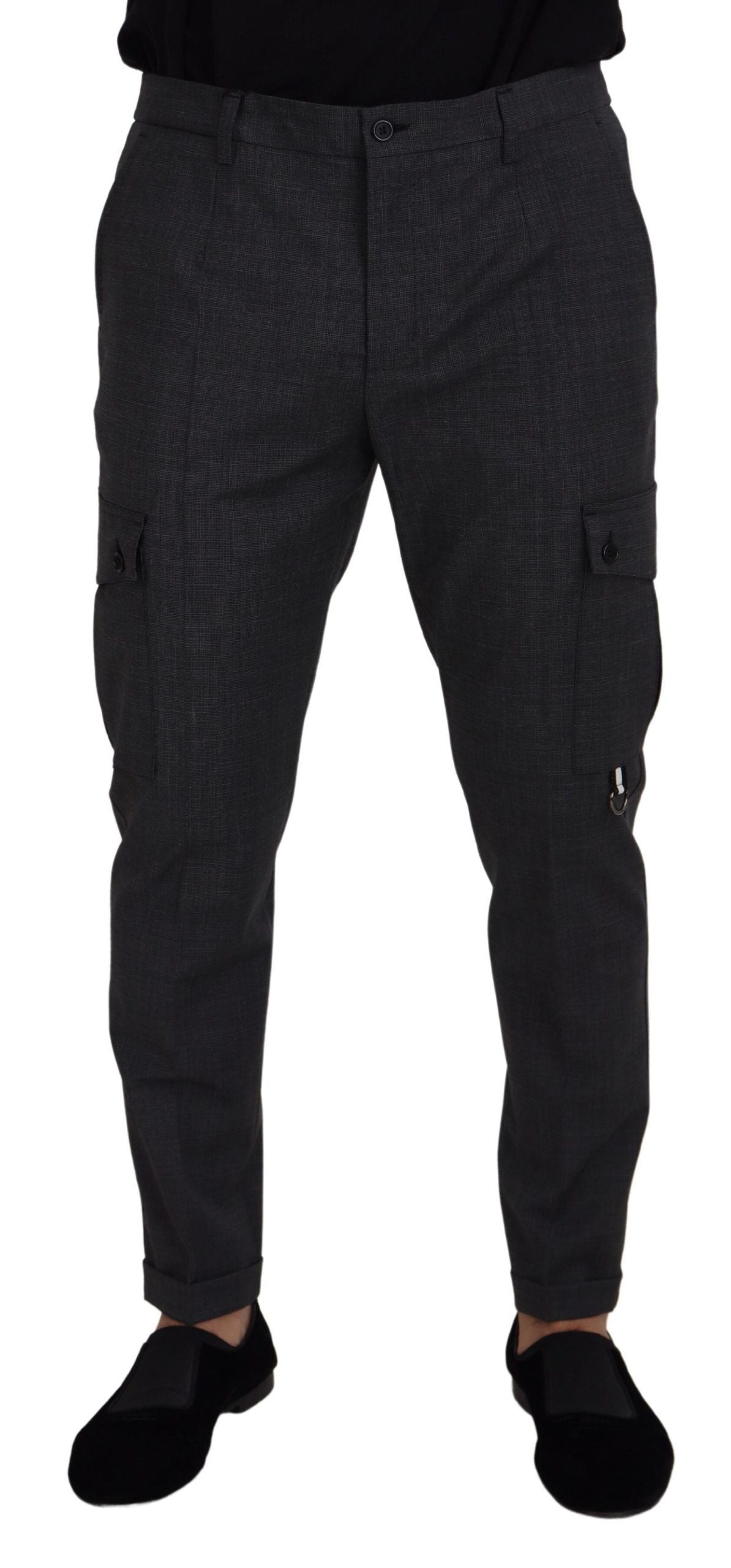 Dolce & Gabbana Gray Checked Cargo Trousers Stretch Pants Dolce & Gabbana