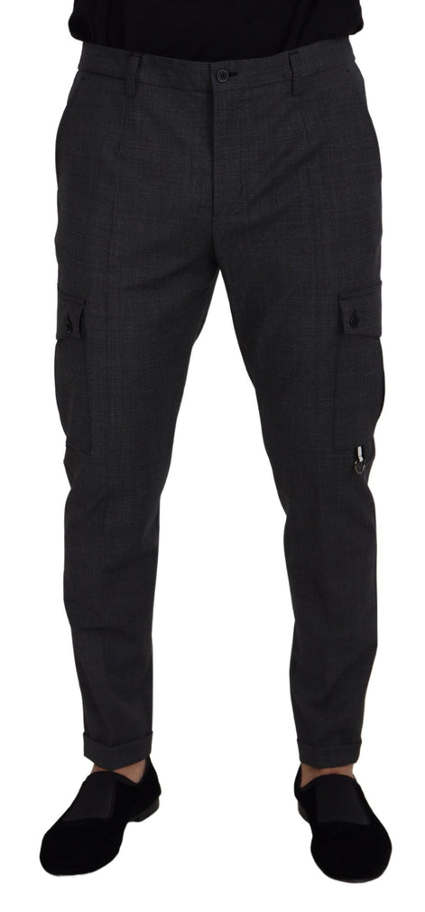 Dolce & Gabbana Gray Checked Cargo Trousers Stretch Pants Dolce & Gabbana
