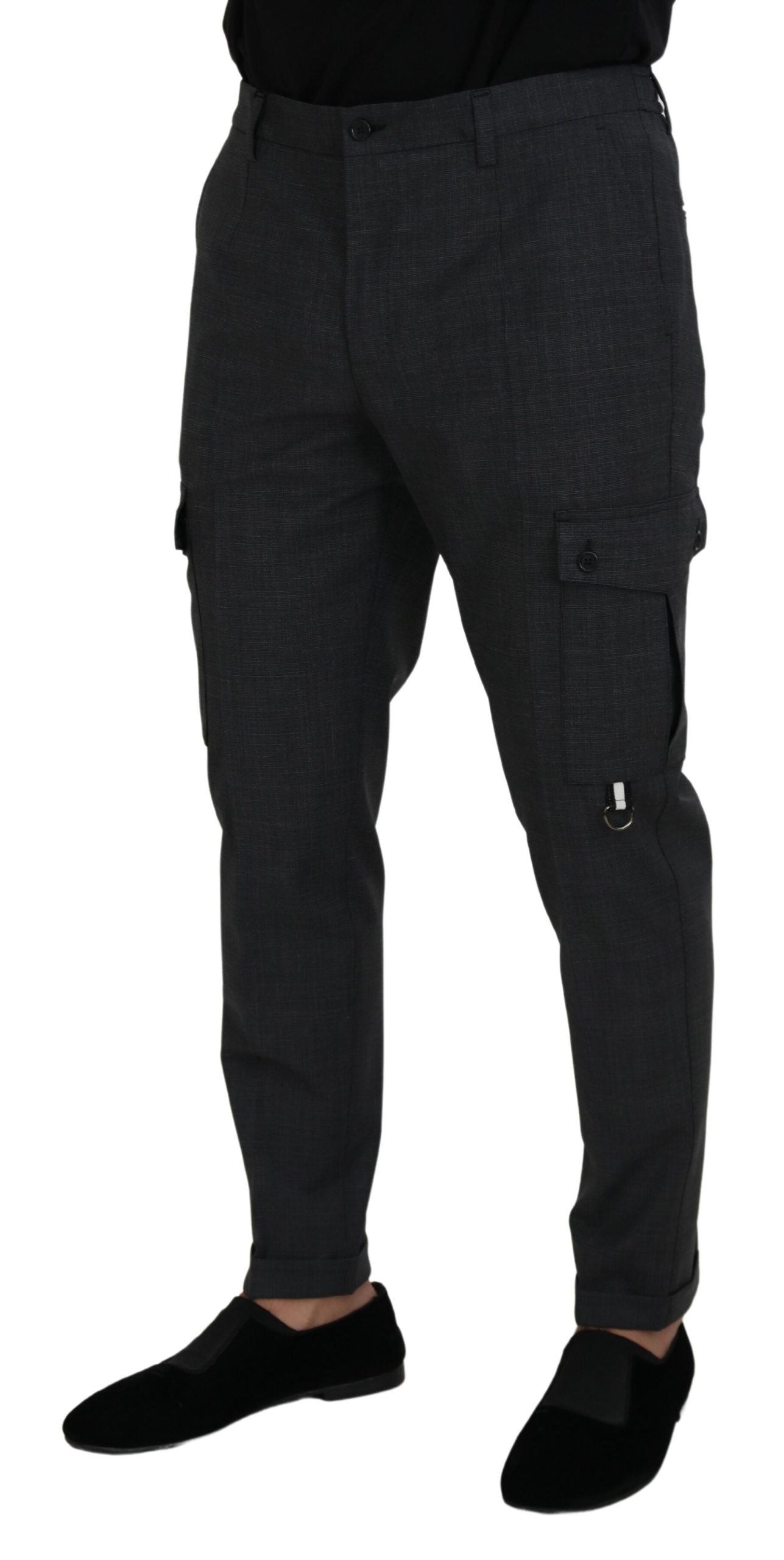 Dolce & Gabbana Gray Checked Cargo Trousers Stretch Pants Dolce & Gabbana