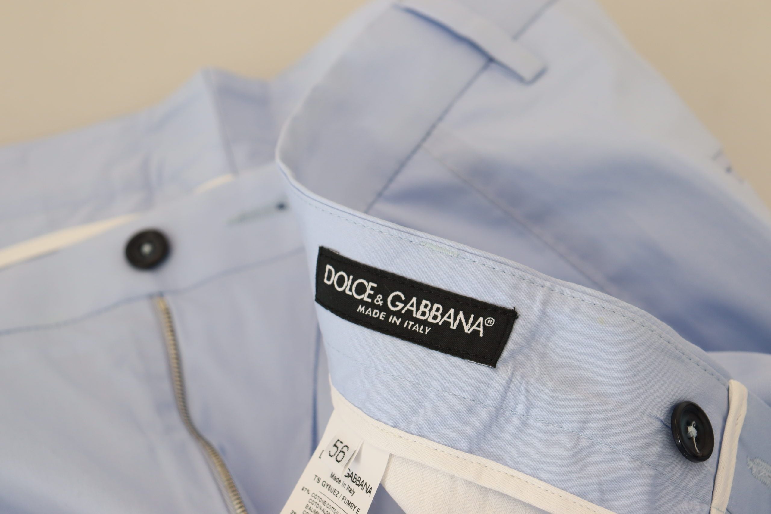 Dolce & Gabbana Blue Cotton Stretch Trousers Chinos Pants Dolce & Gabbana
