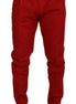 Dolce & Gabbana Red Cotton Slim Fit Trousers Chinos Pants Dolce & Gabbana