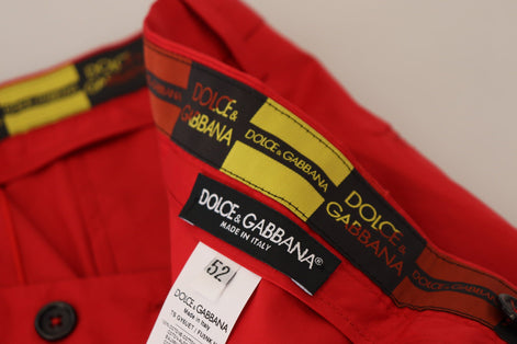 Dolce & Gabbana Red Cotton Slim Fit Trousers Chinos Pants Dolce & Gabbana