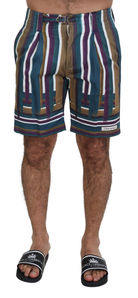 Dolce & Gabbana Multicolor Striped Stretch Cotton Shorts Dolce & Gabbana