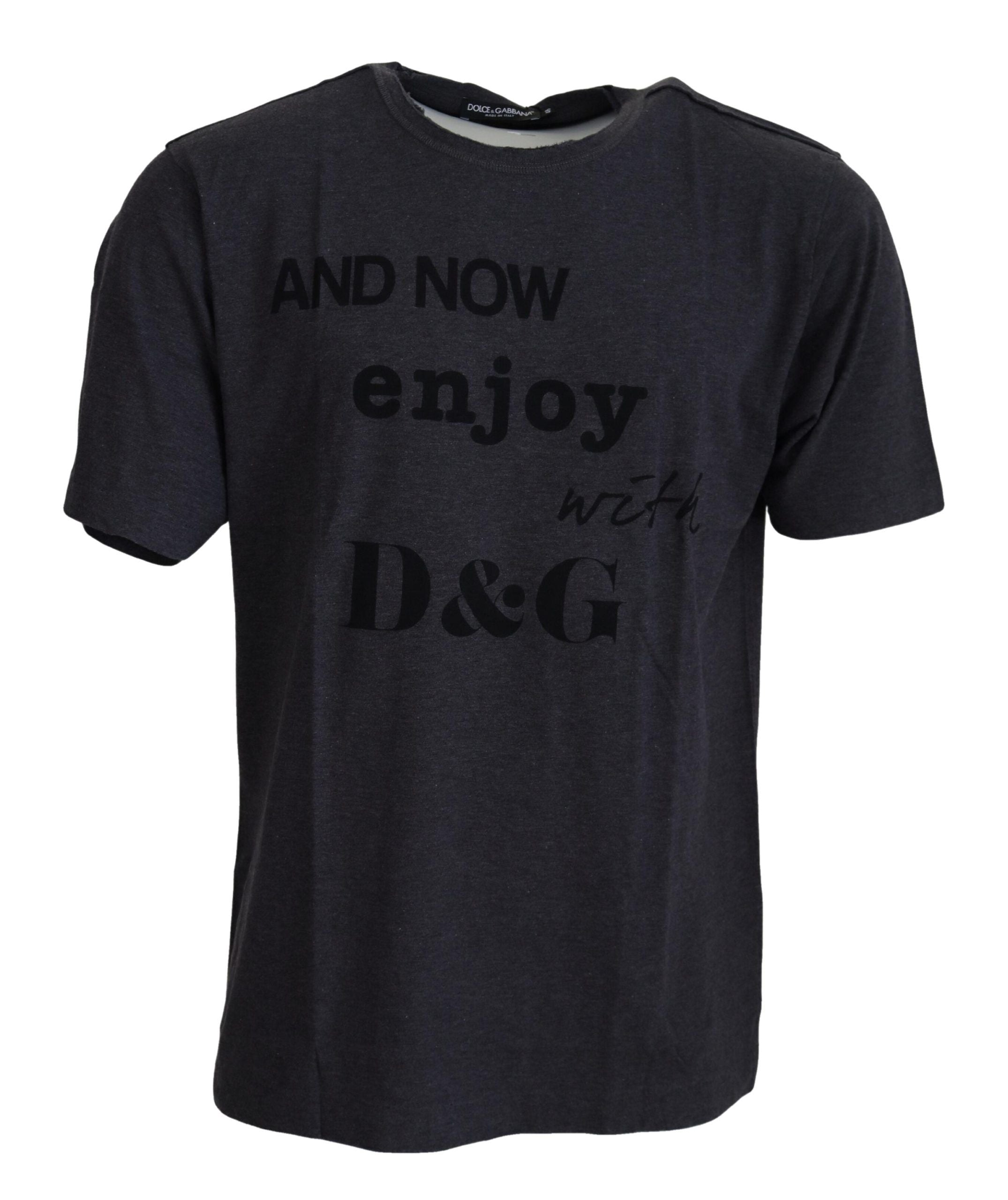Dolce & Gabbana Gray Crewneck Cotton Short Sleeve  T-shirt Dolce & Gabbana