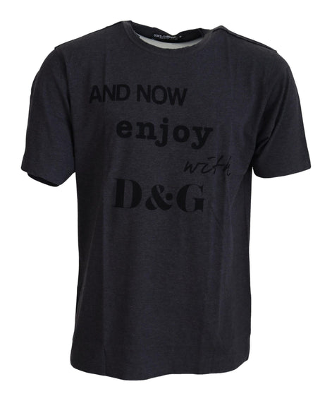 Dolce & Gabbana Gray Crewneck Cotton Short Sleeve  T-shirt Dolce & Gabbana
