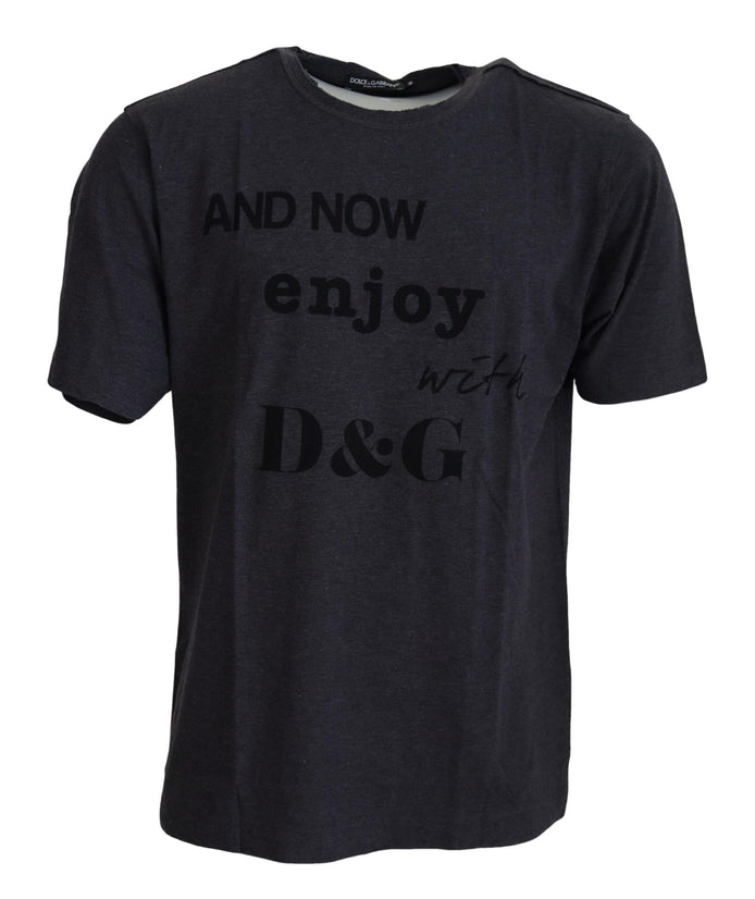 Dolce & Gabbana Gray Crewneck Cotton Short Sleeve  T-shirt Dolce & Gabbana